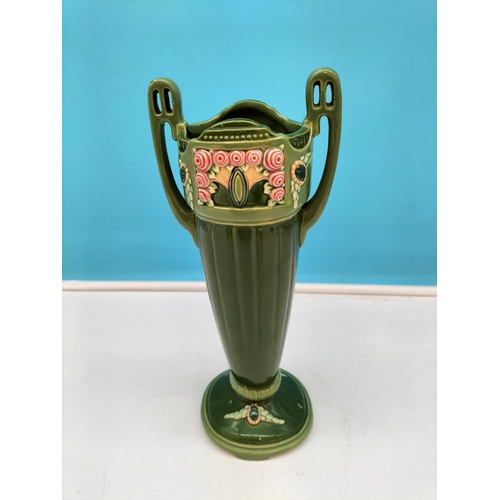 19 - Art Nouveau Design Eichwald Pottery Vase. 25cm Tall.