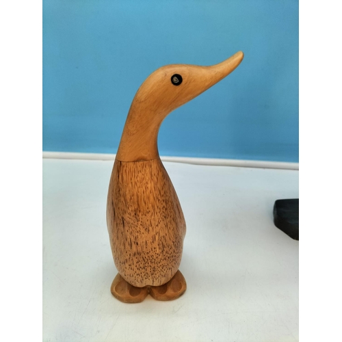 215 - Novelty Wooden Duck Figures (3). Tallest 42cm.