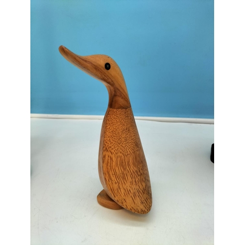 215 - Novelty Wooden Duck Figures (3). Tallest 42cm.