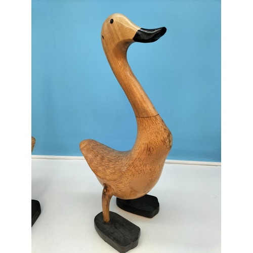 215 - Novelty Wooden Duck Figures (3). Tallest 42cm.