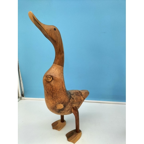 216 - Novelty Wooden Duck Figures (3). Tallest 45cm.