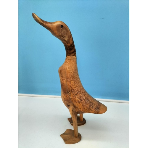 216 - Novelty Wooden Duck Figures (3). Tallest 45cm.