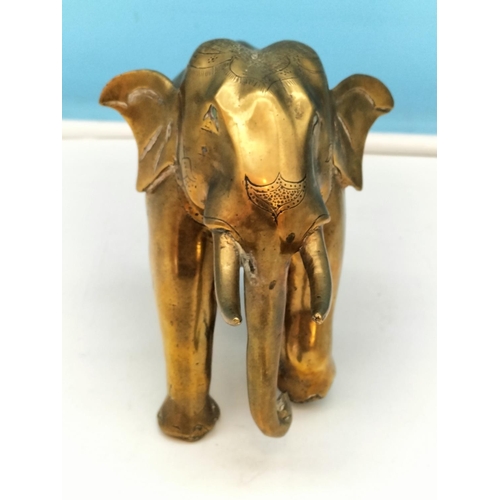 217 - Indian Brass Elephant Figure. 15cm High x 16cm.