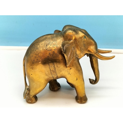 217 - Indian Brass Elephant Figure. 15cm High x 16cm.