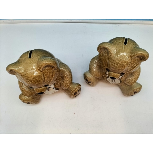 218 - Wade Teddy Bear Money Boxes (2) with Stoppers. 15cm High.