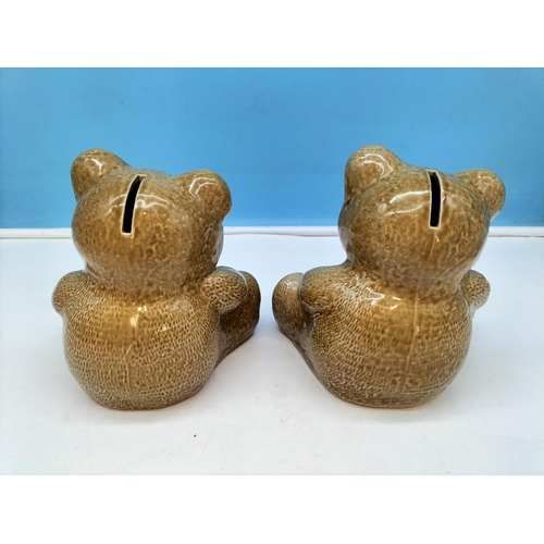 218 - Wade Teddy Bear Money Boxes (2) with Stoppers. 15cm High.