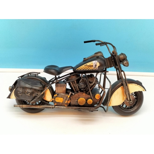 302 - Tin Plate Model of an 'Indian' Motorcycle. 19cm High x 33cm.