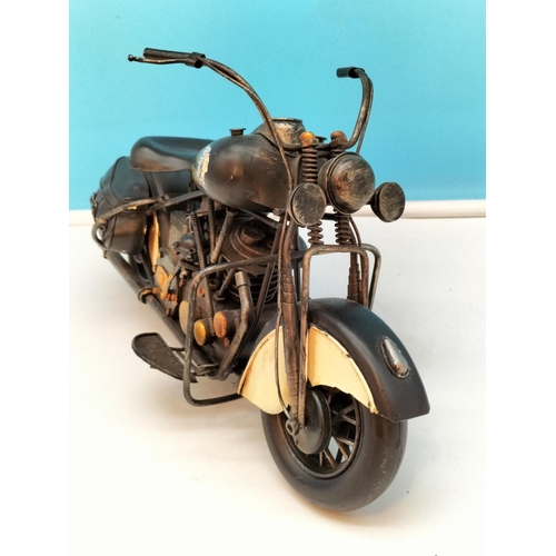 302 - Tin Plate Model of an 'Indian' Motorcycle. 19cm High x 33cm.