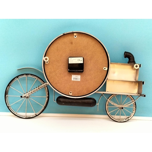 338 - Tin Plate Car Wall Clock. 50cm x 30cm. Not Working.