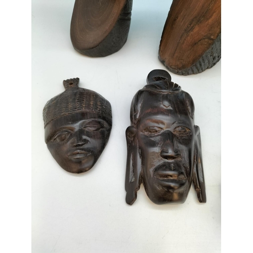 413 - Collection of Tribal Busts, Masks and Figures. Tallest 29cm.