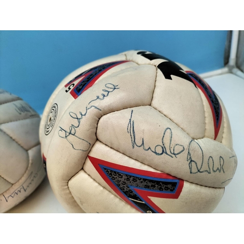 414 - 2 x Vintage Footballs with a Collection of Signatures. Possibly Stoke City. Some Signatures Over Wri... 