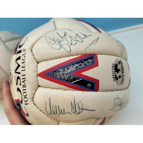 414 - 2 x Vintage Footballs with a Collection of Signatures. Possibly Stoke City. Some Signatures Over Wri... 