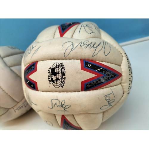 414 - 2 x Vintage Footballs with a Collection of Signatures. Possibly Stoke City. Some Signatures Over Wri... 