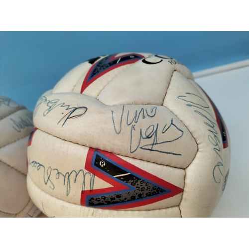 414 - 2 x Vintage Footballs with a Collection of Signatures. Possibly Stoke City. Some Signatures Over Wri... 