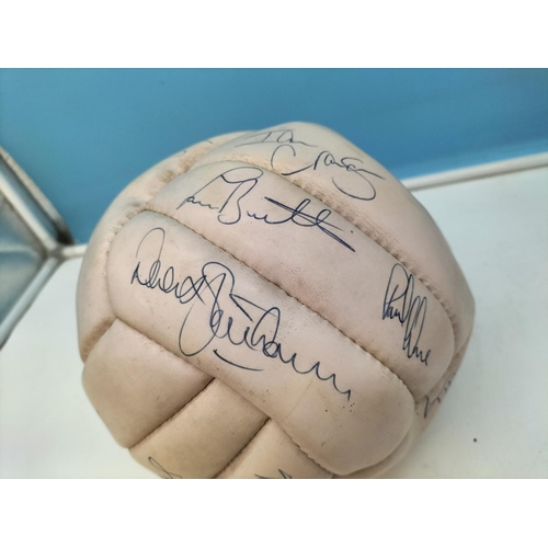 414 - 2 x Vintage Footballs with a Collection of Signatures. Possibly Stoke City. Some Signatures Over Wri... 