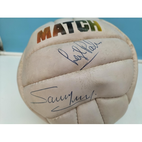 414 - 2 x Vintage Footballs with a Collection of Signatures. Possibly Stoke City. Some Signatures Over Wri... 