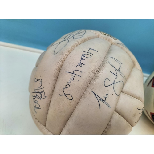 414 - 2 x Vintage Footballs with a Collection of Signatures. Possibly Stoke City. Some Signatures Over Wri... 