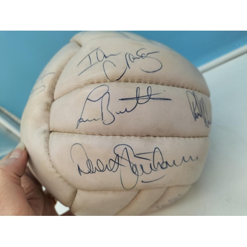 414 - 2 x Vintage Footballs with a Collection of Signatures. Possibly Stoke City. Some Signatures Over Wri... 