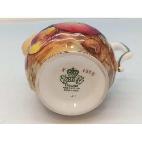 46 - Aynsley China 'Orchard Fruits' Hand Painted Milk/Cream Jug Signed N Brunt.