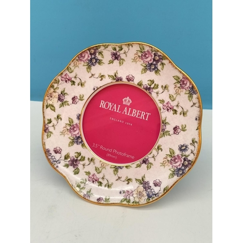 342 - Boxed Royal Albert 'English Chintz' Photo Frame. 16cm Diameter.