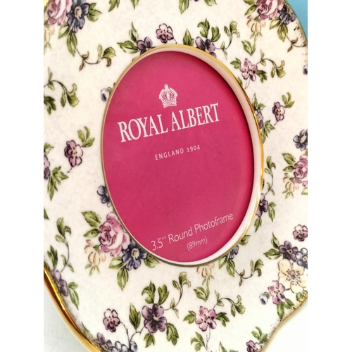 342 - Boxed Royal Albert 'English Chintz' Photo Frame. 16cm Diameter.