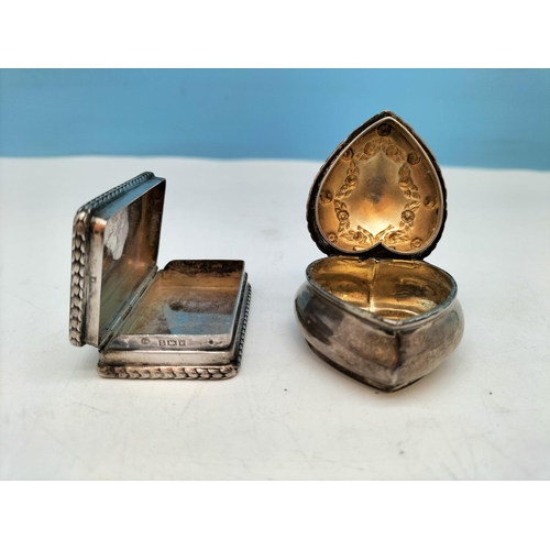 42 - Hallmarked Silver Pill Pot and Snuff Pot. Total Weight 68 Grams. Snuff Box Measures 1.5cm High, 5.5c... 