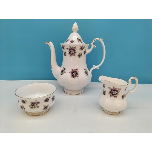 44 - Royal Albert 15 Piece Coffee Set in the 'Sweet Violets' Pattern. Seconds Quality.