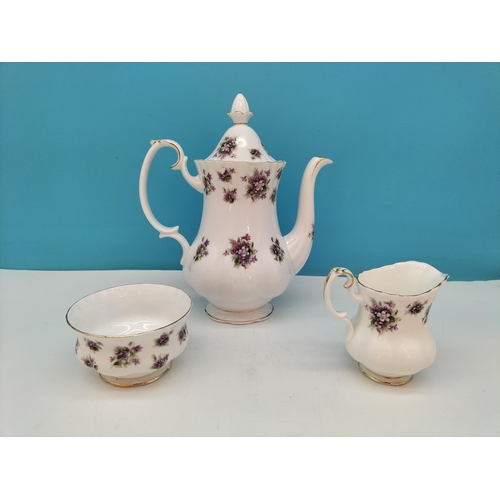 44 - Royal Albert 15 Piece Coffee Set in the 'Sweet Violets' Pattern. Seconds Quality.