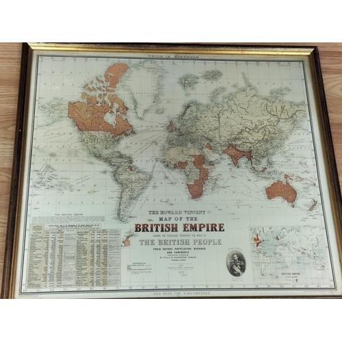 47 - Framed Limited Edition 1557/7,500 'Howard Vincent Map of the British Empire 1924'. 60cm x 70cm.