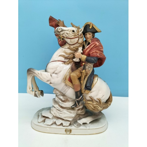 116 - Capodimonte Figure of Napoleon I of France on Marengo c1970. 29cm High, 21cm x 12cm. Small Chip to H... 