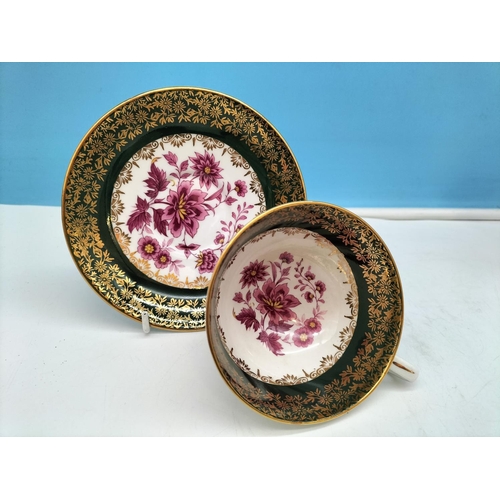 120 - Royal Stafford China Hand Painted Cabinet Cups and Saucers (4) with Floral Decoration.