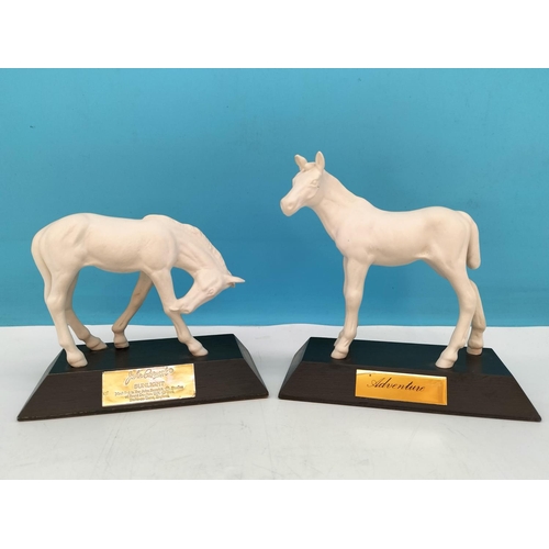 159 - 2 x Beswick Foal Figures on Plinths, 'Sunlight' and 'Adventure'. Tallest 14cm.