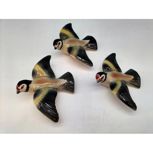 161 - Ceramic Graduated Flying Goldcrest Birds (3)