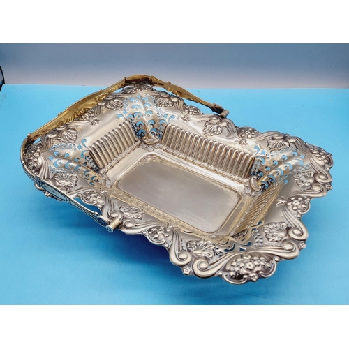 162 - Ornate Silver Plated Fruit Basket plus Silver Plated Fruit Dish. Largest 30cm x 20cm x 7cm.