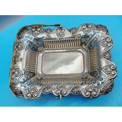 162 - Ornate Silver Plated Fruit Basket plus Silver Plated Fruit Dish. Largest 30cm x 20cm x 7cm.