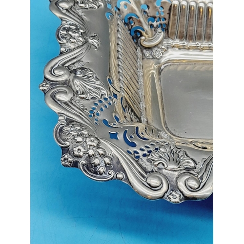 162 - Ornate Silver Plated Fruit Basket plus Silver Plated Fruit Dish. Largest 30cm x 20cm x 7cm.