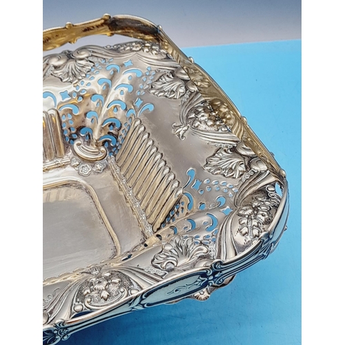 162 - Ornate Silver Plated Fruit Basket plus Silver Plated Fruit Dish. Largest 30cm x 20cm x 7cm.