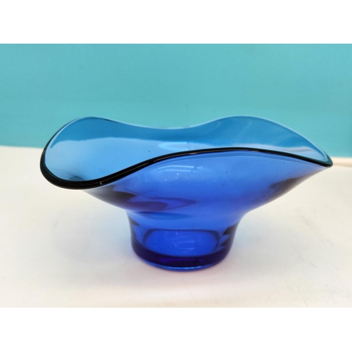 237 - Collection of Coloured Glass to include a Pair of Mid Century Green Bud Vases, Cobalt Blue Dish and ... 