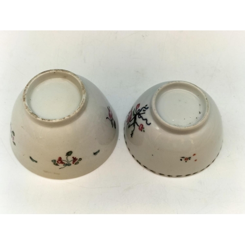 251 - New Hall Tea Bowls (2) c1800. One with Nibble to Rim.