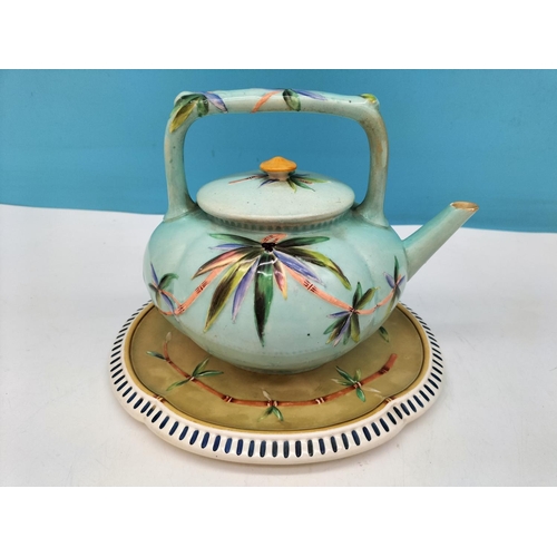 26 - c1883 Wedgwood Bamboo Teapot with Stand, Different Colourway. Retailed by T.Goode & Co, London. Teap... 