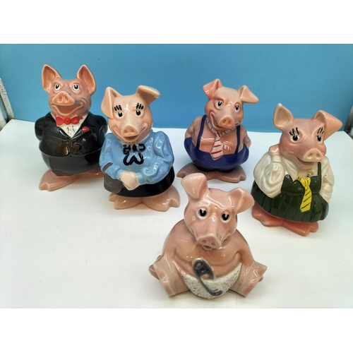 265 - Set of Wade Nat West Pigs with Original Stoppers. Tallest 19cm.