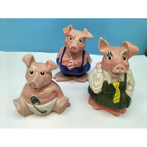 265 - Set of Wade Nat West Pigs with Original Stoppers. Tallest 19cm.