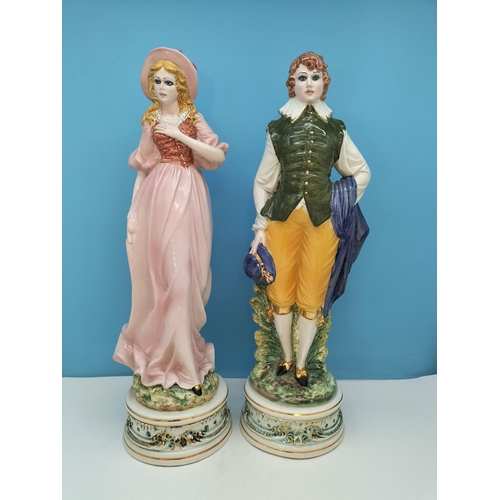 28 - Bassano Italian Pottery Lady and Gentleman 55cm Figures.