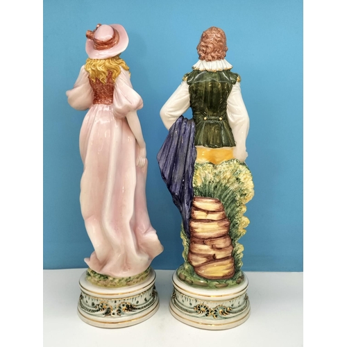 28 - Bassano Italian Pottery Lady and Gentleman 55cm Figures.