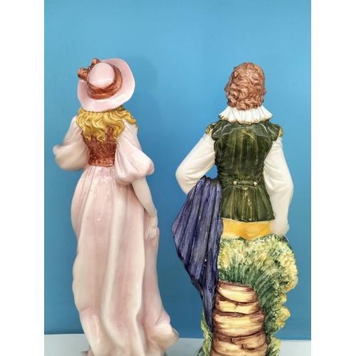 28 - Bassano Italian Pottery Lady and Gentleman 55cm Figures.