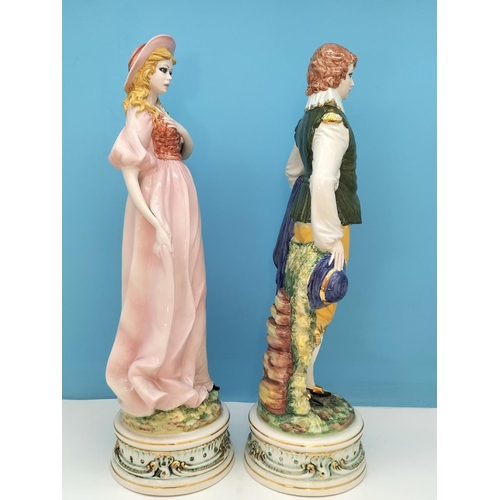 28 - Bassano Italian Pottery Lady and Gentleman 55cm Figures.