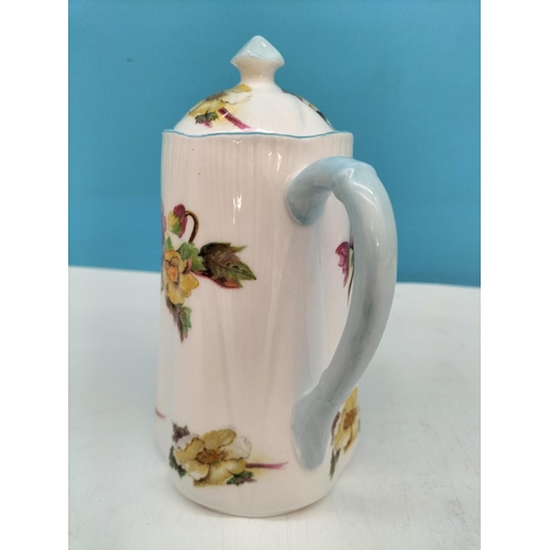 30 - Shelley China Demitasse Coffee Pot in the 'Begonia' Pattern 13427. 16cm Tall