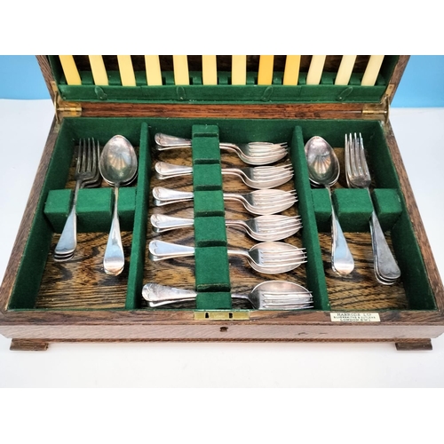 300 - Oak Cased 34 Piece Silver Plated Canteen of Cutlery by James Dixons for Harrods of London 1890-1940.... 