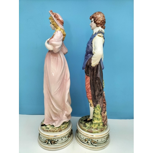 381 - Bassano Italian Pottery Lady and Gentleman 55cm Figures.