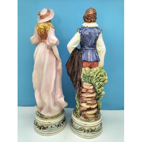 381 - Bassano Italian Pottery Lady and Gentleman 55cm Figures.